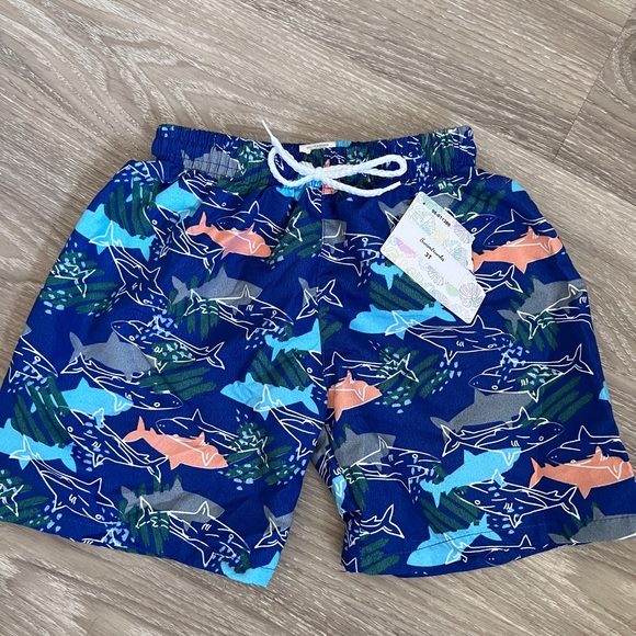 Boys Swim Trunks Blue Sharks Drawstring Various‎ Sizes 4T - Picture 10 of 14